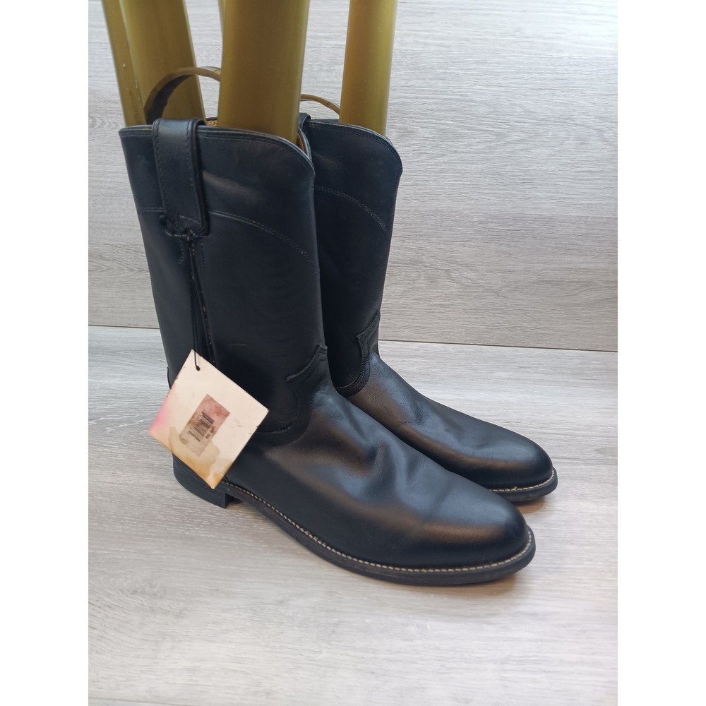 Justin Black Leather‎ Cowboy Boots Western Style Mens Size 10 B